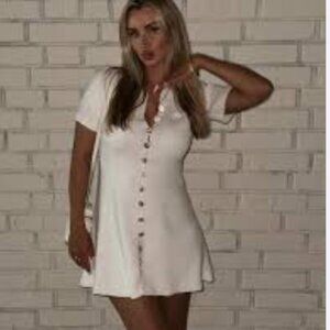 White button down short sleeve mini dress size medium